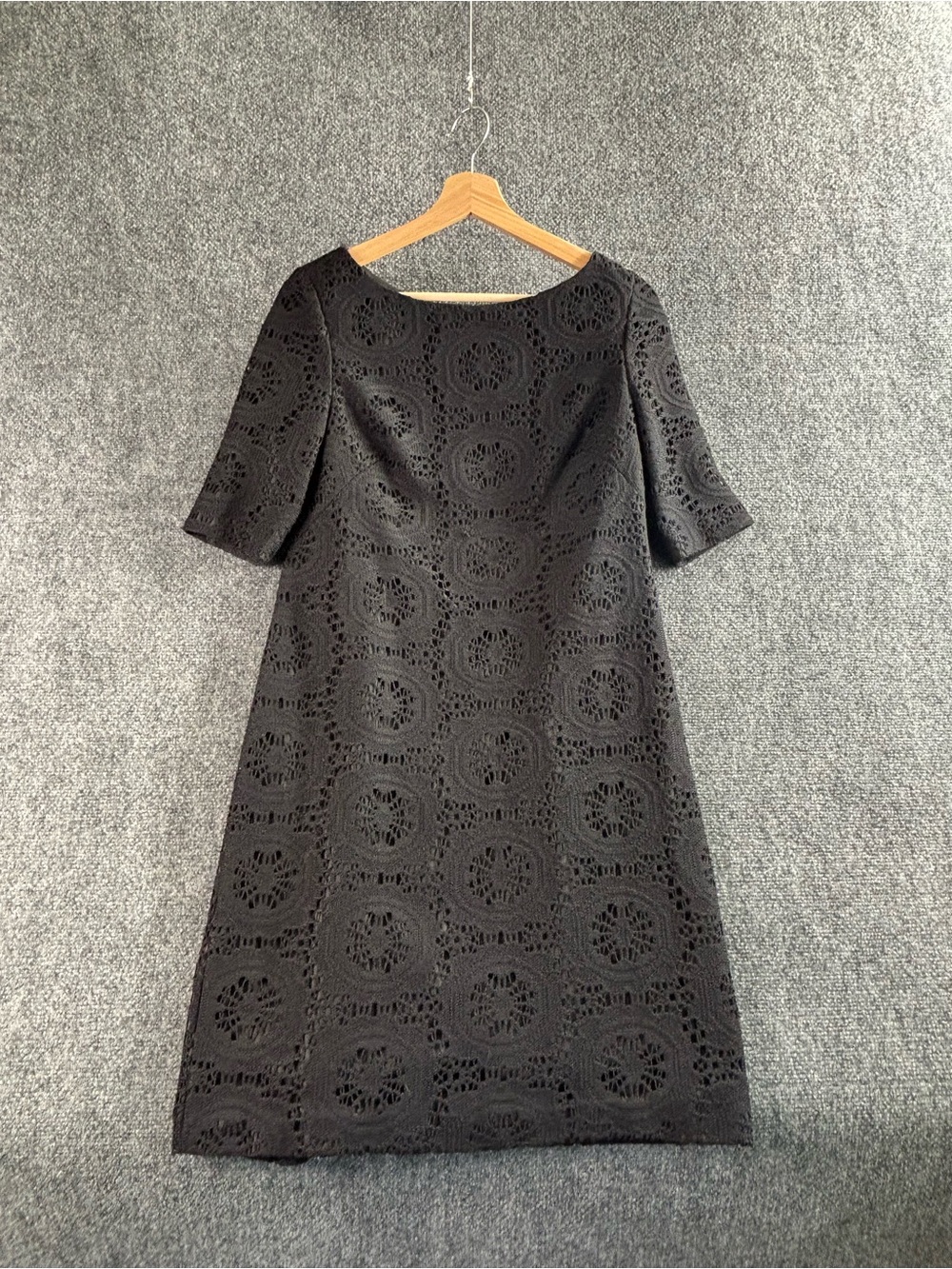 Adrianna Papell Black Crochet Midi Dress